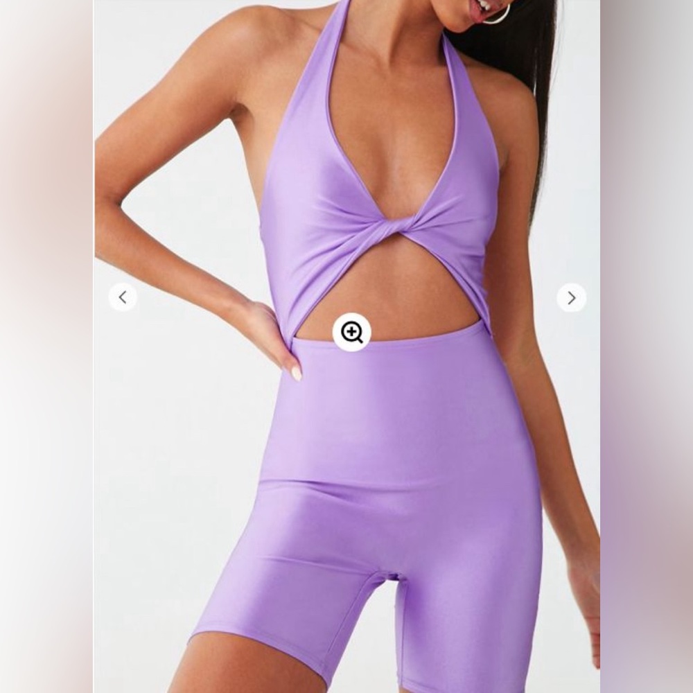 Purple cutout front romper